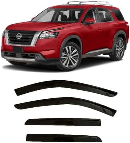 Smoke Tinted Tape-On Side Window Rain Guards Visor Deflectors Compatible with Nissan Pathfinder 2022-2023