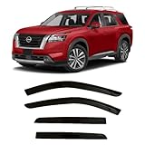 Smoke Tinted Tape-On Side Window Rain Guards Visor Deflectors Compatible with Nissan Pathfinder 2022