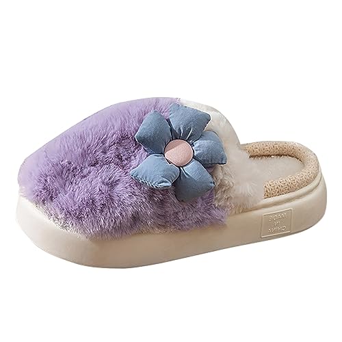 RTPR Zapatillas antideslizantes de espuma de invierno para el hogar, zapatillas antideslizantes para el hogar, antideslizantes, tela de temporada, algodón, zapatillas coloridas, zapatos blancos para