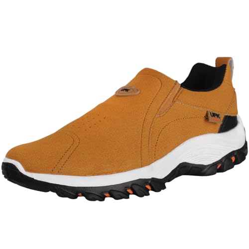zpllsbratos Baskets Basses Suédé sans Lacets Homme Mocassins Sneakers Chaussures Randonnée Sport Outdoor(Marron,EU 45)
