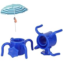 Cyrank 2 Pack Beach Umbrella Hanging Hook, 4 Prongs Plastic Umbrella Hanger Hook for HangingTowel Hat Sunglasses Camera Blue