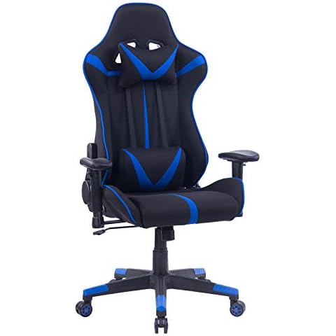 Silla de Escritorio WOLTU Racing, Asiento de Tela, Ajustable, BS38bl Azul Cover