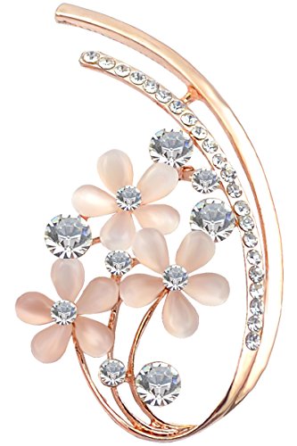 FENGJI Full Rhinestone Five Flower Opal Brooches for Women V