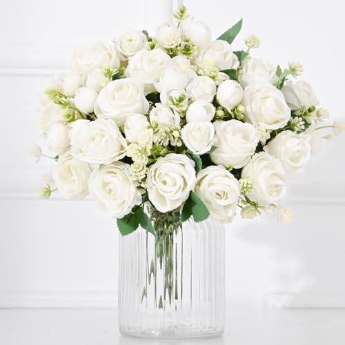 Fake Roses Artificial Flowers, 2 Pack Rose Fake...
