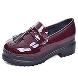 pritschenwagen kaufen neu  Frauen Oxfords Schuhe Round Toe Slip On Platform Slipper Klassiker Flacher Mund British Flats Casual Wedge Chunky Moccasins