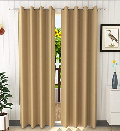 Image of FRESH FROM LOOM Thermal Insulated Black Out Curtains for Window | Room Darkening | Black Out Window Curtains | Noise Reducation (Color Beige | 5 FT Long Set of 2 | Luxurios Edition)