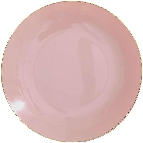 Miniatura 7 de Efavormart - Paquete de 10 platos llanos redondos de plástico de 8 pulgadas con borde dorado, platos desechables para fiestas