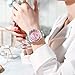 Women Elegant Chronograph Rotatable Bezel Mineral Glass Luminous Watch Stainless Steel Waterproof Date Analog Quartz Watch Fashion Business Dress Wristwatch (Silver Pink)
