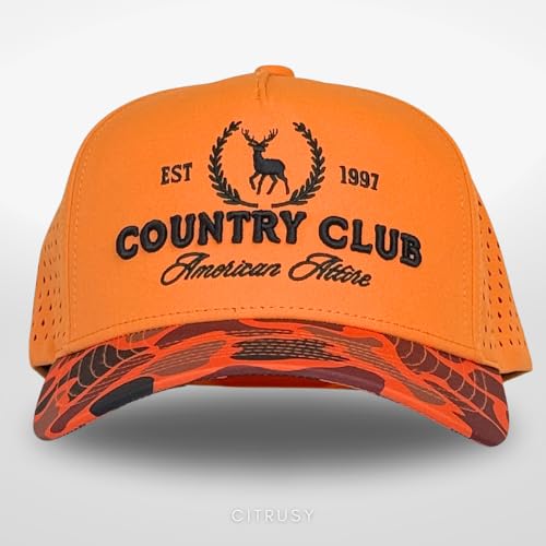 Image of CITRUSY Athletic Trucker Golf Hat | Performance Mens 5 Panel Cap | Cool Breathable Waterproof Workout Running Snapback