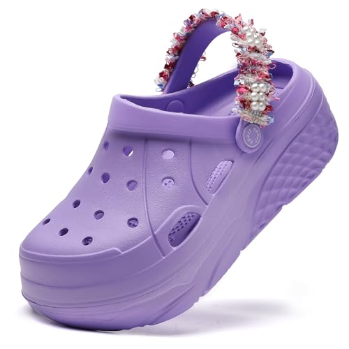 Image of FLIOZY Women's Gardener Platform Clogs Slippers Hight Heels Mules Clog Wedge Sandals Outdoor Beach Shoes