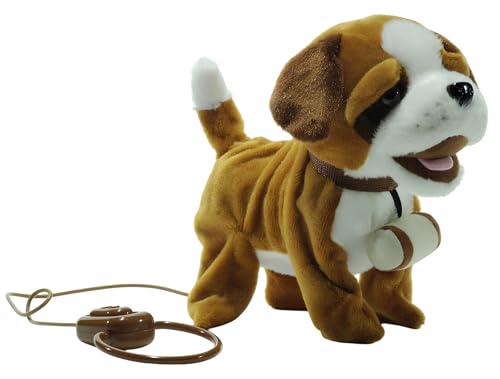 Cane Peluche Telecomandato San Bernardo Filoguidato con Suoni Cammina Abbaia Scodinzola Interattivo Camminante Muove la Coda Cagnetto Camminante Cucciolo Elettronico Cagnolino in Peluche Guinzaglio