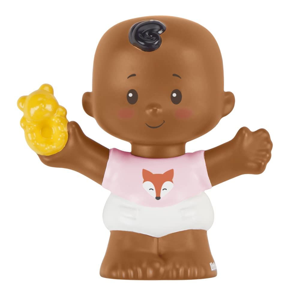 Ersatzteil für Fisher-Price Little People Snuggle Twins Spielset – GKP69 ~ Ersatzfigur Zwillingsmädchen ~ rosa Shirt mit Fuchs ~ Haltespielzeug
