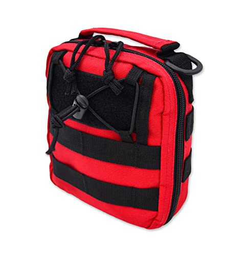 Lightning X Products Premium Nylon MOLLE Pouch Emergency Bag, Ideal for Tactical Medics, Military, Outdoor Enthusiasts (8" x 6.5" x 3", Black or Tan, Designed for Your IFAK Gear) (Red) - Lightning X Products