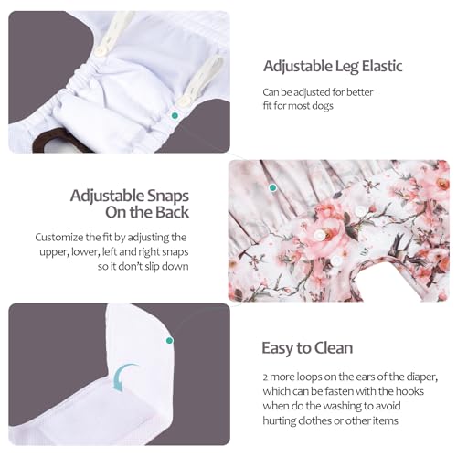 Image of CuteBone Female Dog Diapers with Skirts 3 Pack Reusable Puppy Dresses Pants for Heat Cycle Period