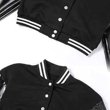 Womens Crop Varsity Jacket Letterman Baseball Jacket Bomber