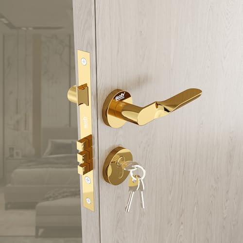 Image of GLOXY Mortise Door Locks for Main Door, Main Door Lock, Door Lockset with 3 Key Lock Body & Cylinder for Bedroom, Mortise Lock for Kitchen, Balcony | Gold Finish (2 Years Warranty, Pack of 1)