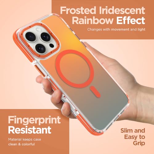 Image of Magnetic Case for iPhone 16 Pro Max [Compatible with Magsafe] [Cute Fashion Fluorescent Design] [1 Screen Protector] Slim Translucent Matte Case for iPhone 16 Pro Max 6.9 inch 2024, Orange