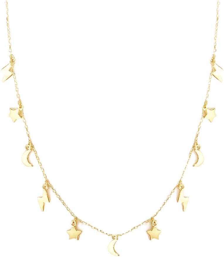 for women stars moon lightning 18k jewelry chain choker necklace collar