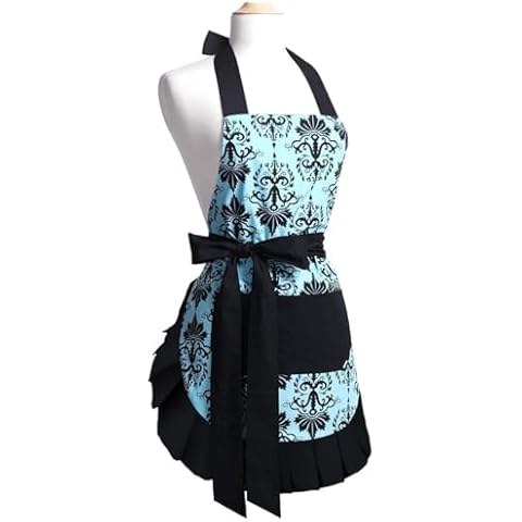 G2PLUS Vintage Damask Apron with Pockets and Adjustable Strap Cover