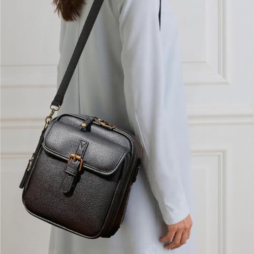 Women Leather Crossbody Handbag Purse with Adjustable Strap Overflap Snap Closure Tote Bag Multi-Slot Shoulder Bags3