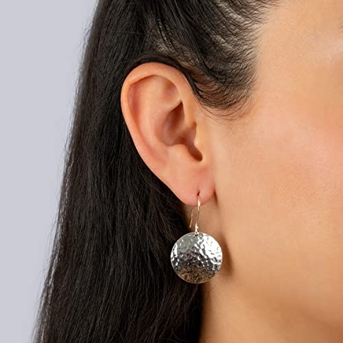 Amazon Essentials Fine Silver Plated 21mm Hammered Circle Drop Earrings (previously Amazon Collection)3