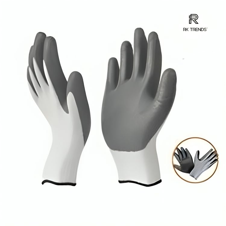 Image of Safety Gloves - Nylon Nitrile Coated Industrial & Home Cut Resistant Hand Gloves. (Grey (Nitrile Coated), Pack of 84 Pairs)
