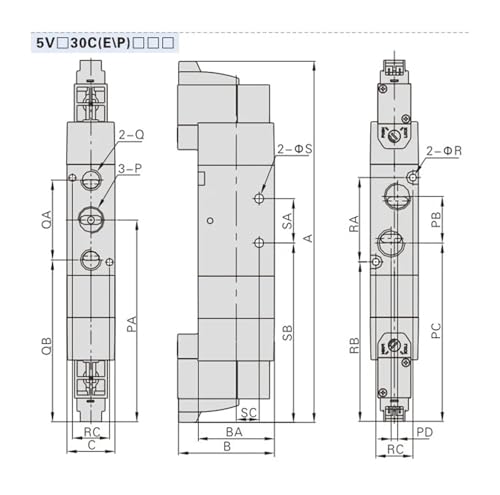 Valve directionnelle électromagnétique 5V430c-15 stable à bobine DC24V robuste
