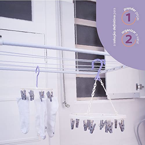 Mini varal com 8 prendedores de plástico - Simplo