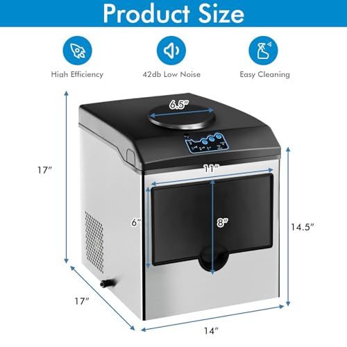 DORTALA Countertop Ice Maker Water Cooler Dispenser Combo, 2 in 1 Ice Cube Machine, 48 LBS/Day, 3 Sizes Bullet Ice, Fast 6 Mins, Stainless Steel Ice Maker for Home, Kitchen, Office