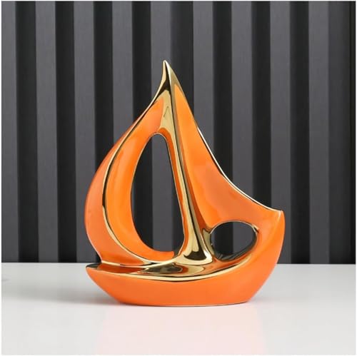Esculturas Estatua decorativa de velero, arte abstracto, decoración de barco(Orange,S)