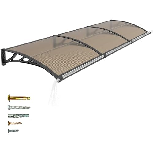 JYJN Home 40x120 Inch Polycarbonate Window and Door Awning,Spliced Outdoor Overhang Canopy with Drainage,All-Weather UV/Rain/Snow Protection Awnings for Outside Patio, Porch,Deck,or House Entrance