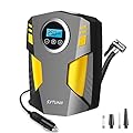 SYTUNG Compressore Aria Portatile, Compressore Aria Portatile Auto con 3 Adattatori per Ugelli e Luci LED Digitali per Pneumatici per Auto e Altri Prodotti Gonfiabili