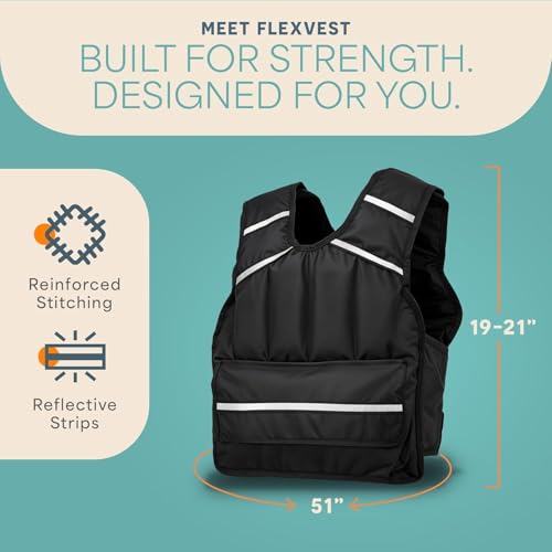 Lifepro Adjustable Weighted Vest for Women & Men - Flexvest 15 or 20 lb Workout Vest – Reflective Fitness Weight Vest with Phone Pocket for Running, Cardio, Strength Training