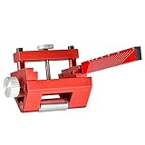 SIXRUN Meißelschärfvorrichtung, Verstellbarer Holzbearbeitungswerkzeugschärfer mit Winkelmessung für Hobelmesser, Meißel, Schnitzwerkzeuge, Hochfeste Aluminiumlegierung, 97 X 80 X 50 Mm (Rot)