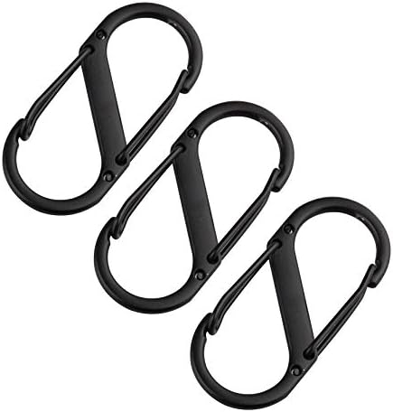 Jopto 3PCS S Shape Ring Locking Carabiner Keychain Spring Clip Lock Buckle Key Holder Metal Backpack Clasps S-Biner Climbing Hook Tactical Survival Designed for Hiking Fishing Camping Outdoor