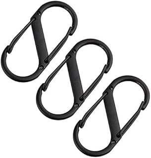 Jopto 3PCS S Shape Ring Locking Carabiner Keychain Spring Clip Lock Buckle Key Holder Metal Backpack Clasps S-Biner Climbing Hook Tactical Survival Designed for Hiking Fishing Camping Outdoor