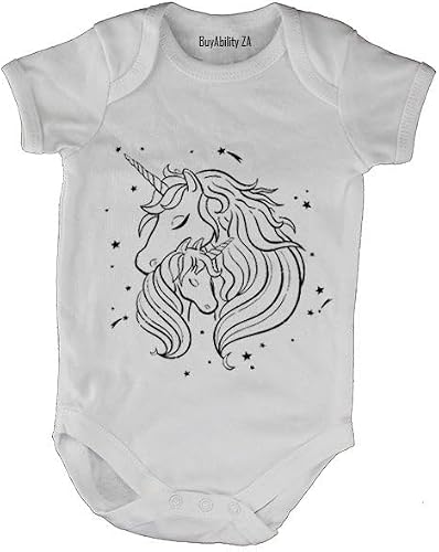 Unicorn Love - Mother & Child - Baby Grow 0-3 months White Short Sleeve