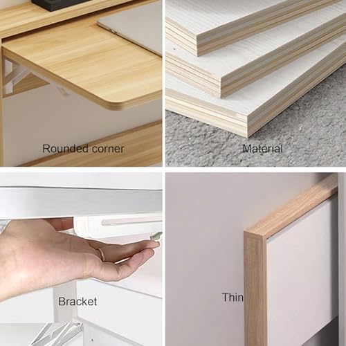 6.2cm Ultra Thin Wall Mounted Folding Table Space Saving Hanging Desk with Rounded Corners for Home Office Modern Design Easy Storage Functional & Stylish Workstation