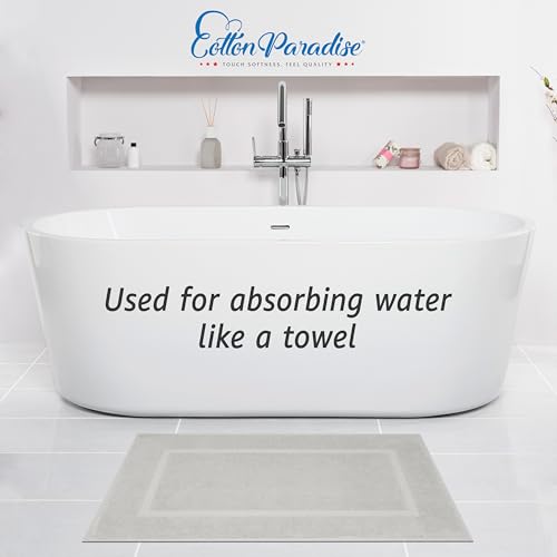 Image of Cotton Paradise 100% Cotton Turkish Bathmat Set, Soft Absorbent Quick Dry, 2 Piece 20x34 Bathmat Floor Set, Silver Grey