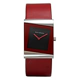 schwarzes Zifferblatt mit roter Umrandung und roten Zeigern