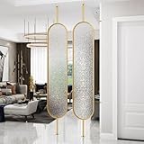 Poste divisor de ambientes de metal, poste divisor de ambientes moderno con vidrio templado y marco de hierro dorado, biombo divisor de entrada para decoración de apartahoteles, 1 panel(100cm/3.28ft)