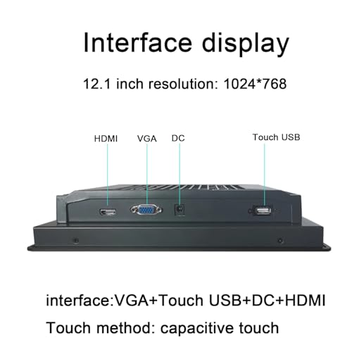 Image of 1pc 10 12 15 17 Inch Industrial Display Screen Fully Enclosed Mini Computer Monitor with Capacitive Touch Screen HDMI Interface(12.1 inch HDMI VGA)