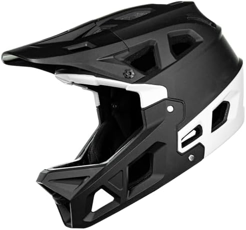 ILM Adult Mountain Bike Helmet Men & Women Full Face Lightweight BMX MTB Helmet ASTM CPSC CE Certified Cycling Helmet Model ZL-B068 (BW, Large)