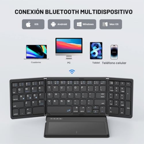 Teclado Bluetooth plegable portátil con panel táctil inalámbrico para Windows 4