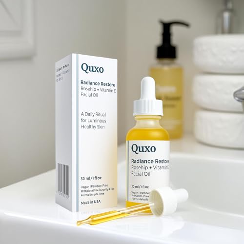 Generic Quxo Radiance Restore Rosehip & Vitamin E Facial Oil for Face, Neck & Décolleté – Lightweight Nourishing Formula – Non-Greasy, Fast-Absorbing, Vegan, Fragrance-Free – 30ml