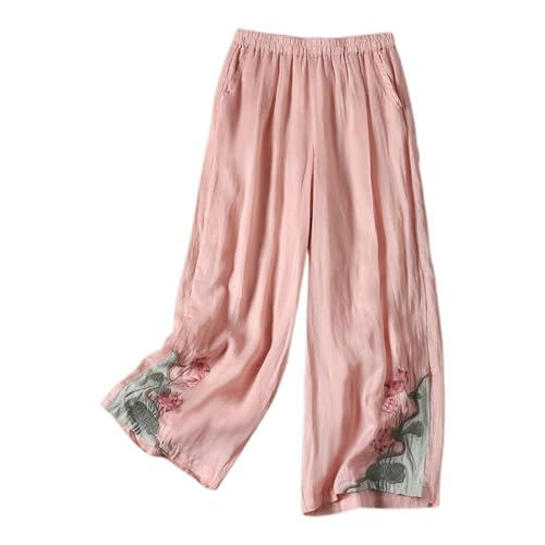 Pantalones de chándal tipo cargo para mujer, holgados, para viajes públicos, de verano, de algodón, para oficina, ajustados, cómodos, ajustados, rosa, M