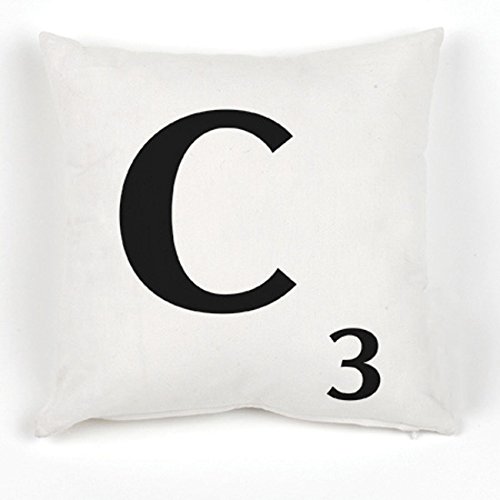A to Z Alphabet Cushion Cover, White, Personalised Initial