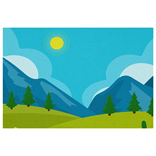 Set de table pour table à manger lot de 6 résistant chaleur motif montagne
