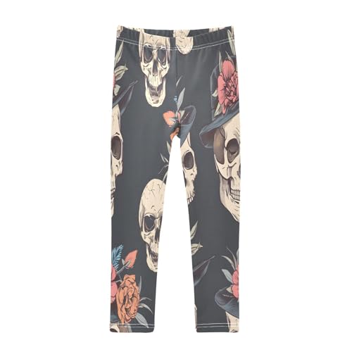 Toddler Girls Leggings Printed Yoga Pants Leggings Skulls Floral and Hats for Kids