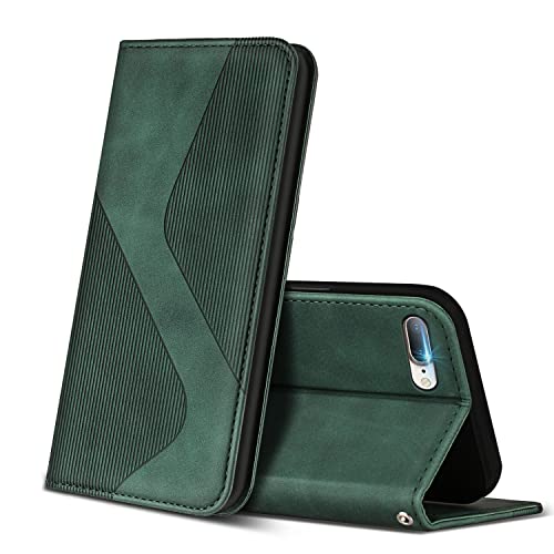 Cover Portafoglio Per IPhone 7 Plus/8 Plus Con Albero Della Vita E Farfalla, Pelle PU Blu Verde, 2 Slot Carte